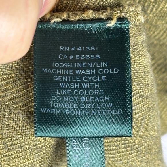 Lauren Ralph Lauren Women 100%  Linen Button Jacket Sz 14W Nature Beach Military - Picture 5 of 10
